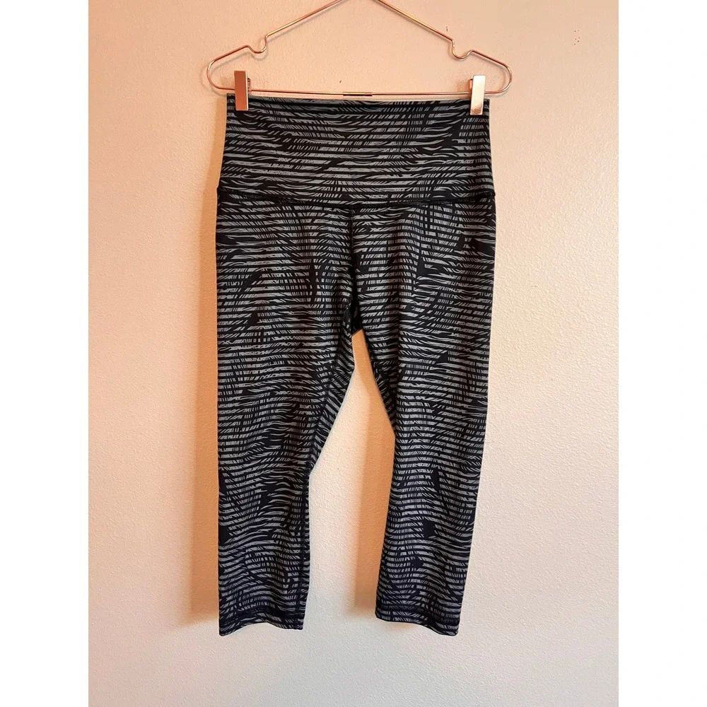 Lululemon Leggings Womens 4 Black High Times Crop Zebra Slate Active Yoga Pants
